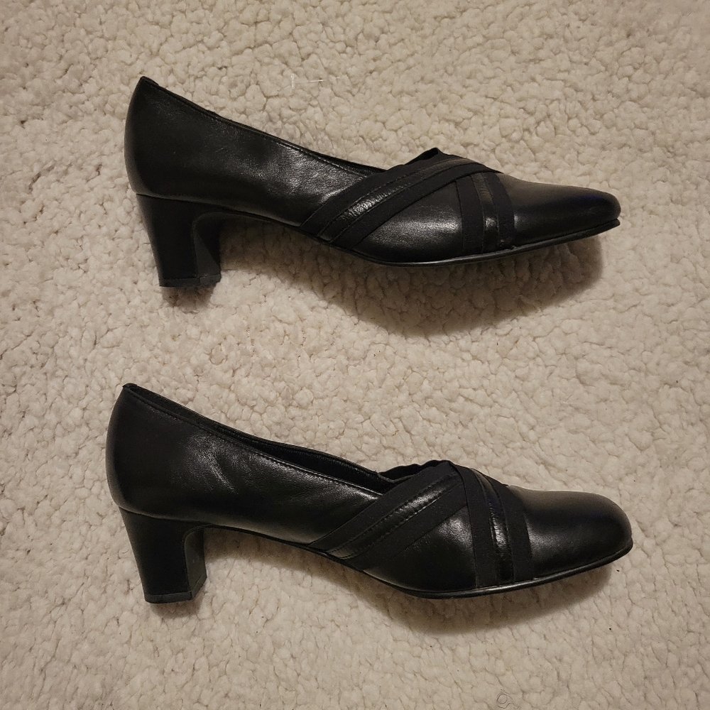 WOMENS S.R.O. SAMMI LEATHER HEEL PUMPS BLACK SIZE 8 - Picture 7 of 13
